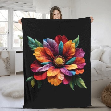 Discover Spectrum Bloom - A Symphony of Floral Hues Fleece Blankets