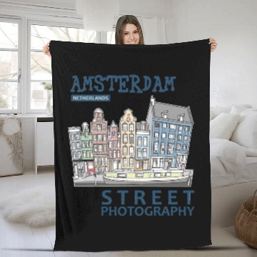 Discover Amsterdam Street Photography Fleece Blankets