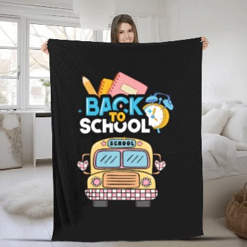 Discover Colorful Back to School Design with Yellow Bus Fleece Blankets