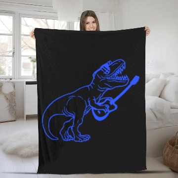 Discover T. Rex Dino DJ Dinosaur Party Animal Plays Guitar Fleece Blankets