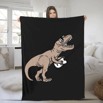 Discover T. Rex Dino DJ Dinosaur Party Animal Plays Guitar Fleece Blankets