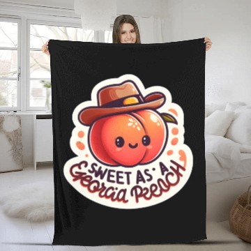 Discover Sweet as a Georgia Peach Sticker Fleece Blankets