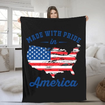 Discover Made With Pride in America Patriotic USA Map with Fleece Blankets