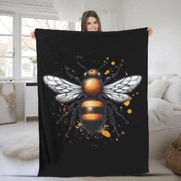 Discover Honey Bee Insect Art Fleece Blankets