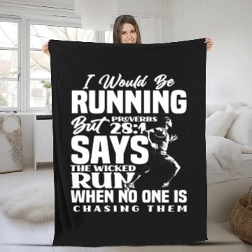 Discover Proverbs Of The Bible - Proverbs 28:1 Running Fleece Blankets
