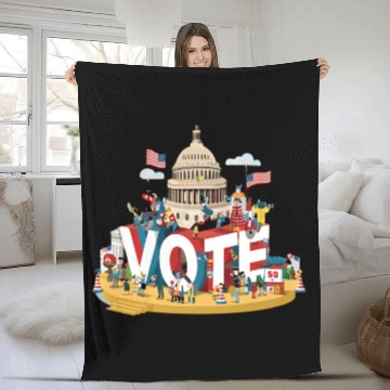Discover Vote for Change : 2024 Election Support Fleece Blankets