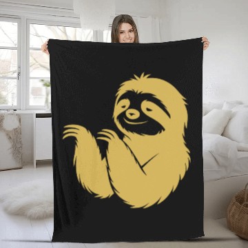 Discover Cool sloth silhouette portrait face head Fleece Blankets