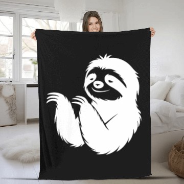 Discover Cool sloth silhouette portrait face head Fleece Blankets