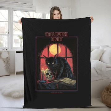 Discover Black Cat Halloween Scary Fleece Blankets