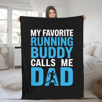 Discover Favorite Running Buddy Calls Me Dad Father's Day Fleece Blankets