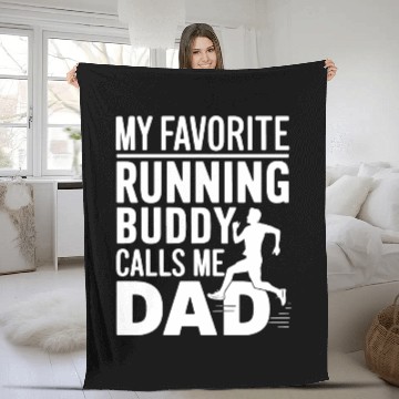 Discover Favorite Running Buddy Calls Me Dad Father's Day Fleece Blankets