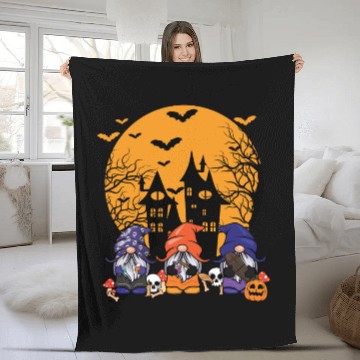 Discover Halloween Three Gnomes Cute Creepy Halloween Fleece Blankets