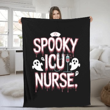 Discover Nurse ICU Halloween Gift idea Trick or Treat Fleece Blankets