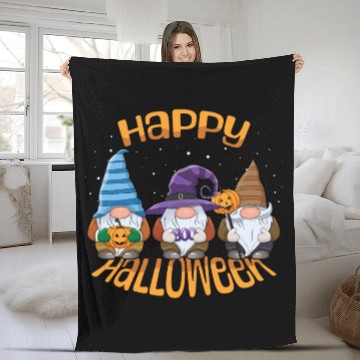 Discover Happy Halloween Gnomes Fleece Blankets