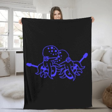Discover Two Cool Octopus Kraken Squid Guitar 2 Band Team Fleece Blankets