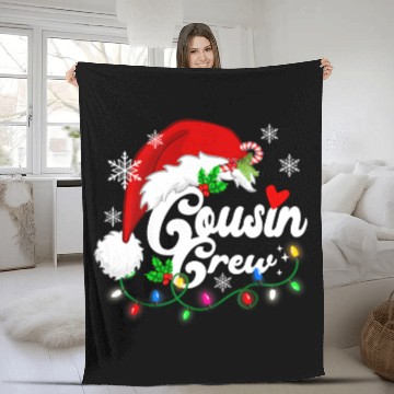 Discover cousin crew Santa Claus Hat Christmas lights Fleece Blankets