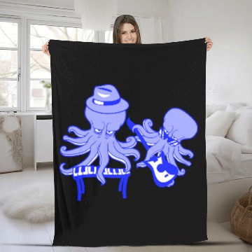 Discover Two Octopus Kraken Squid Guitar Keyboard Band Team Fleece Blankets