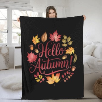 Discover Hello Autumn! Fleece Blankets