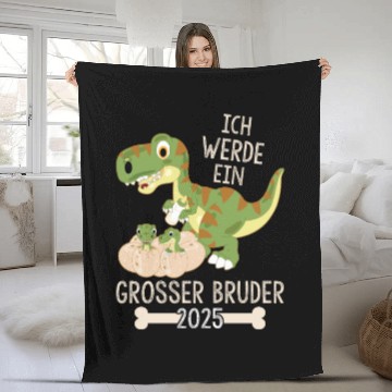 Discover Siblings Baby Dino I Will Be A Big Brother 2025 Fleece Blankets