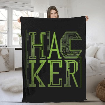 Discover Futuristic Digital Hacker Typography Fleece Blankets