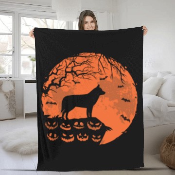 Discover Siberian Husky And Moon Halloween Funny Dog Lover Fleece Blankets