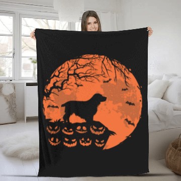 Discover Cocker Spaniel And Moon Halloween Funny Dog Lover Fleece Blankets