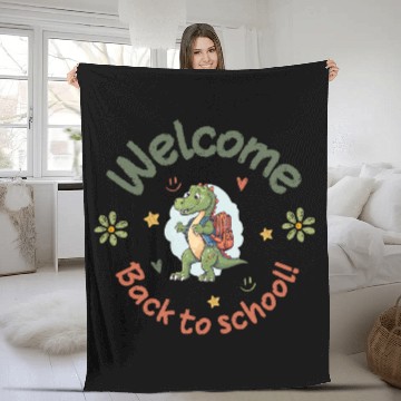 Discover Welcome Back to School Cute Dinosaur Fleece Blankets