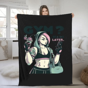 Discover GYM MAYBE LATER -LADIES Fleece Blankets