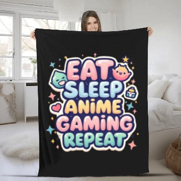 Discover Eat, Sleep, Anime, Game, Repeat: Gamer’s Life Fleece Blankets
