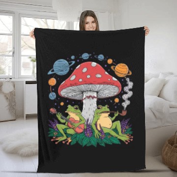 Discover Galactic Frogs and Mushroom Haven Fleece Blankets