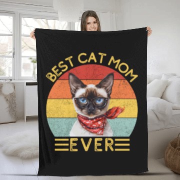 Discover Best Cat Mom Ever Siamese Cat Lover Owner Cat Mama Fleece Blankets