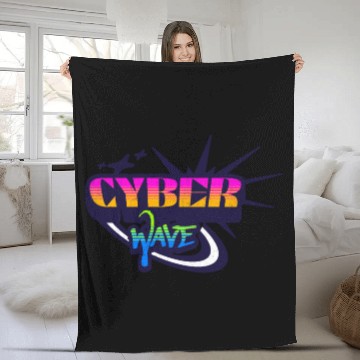 Discover Cyber Wave - Neon Streetwear for Y2K fans Fleece Blankets