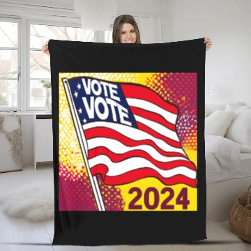 Discover Vote 2024 Election Fleece Blankets 0001