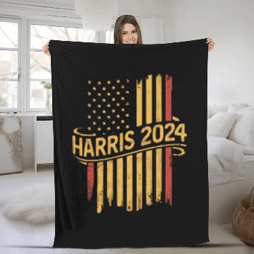 Discover Vintage Harris 2024 American Flag Fleece Blankets