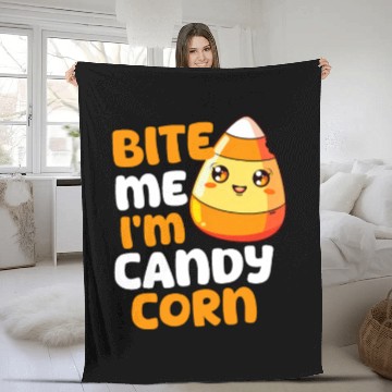 Discover Candy Corn Bite Me, I'M Candy Corn Fleece Blankets
