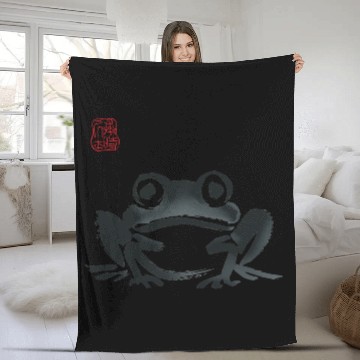 Discover Grumpy Frog Illustration - Funny Animal Art Fleece Blankets