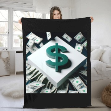 Discover Money Sign Square Fleece Blankets