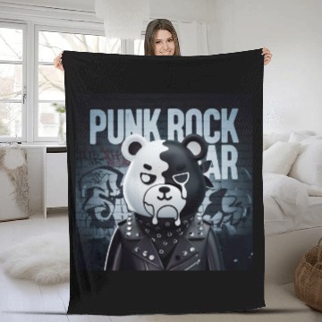 Discover Punk Rock Bear Fleece Blankets