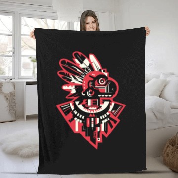 Discover Aztec Monkey Warior Fleece Blankets