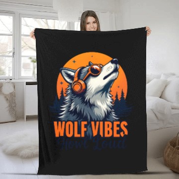 Discover Wolf Vibes Howl Loud Music Lover Design Fleece Blankets
