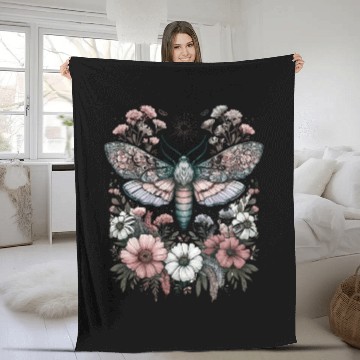 Discover Fairycore Floral Moth Pastel Fairycore Aesthetic Fleece Blankets