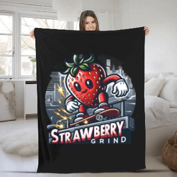 Discover Strawberry Grind – Skater Berry Fleece Blankets