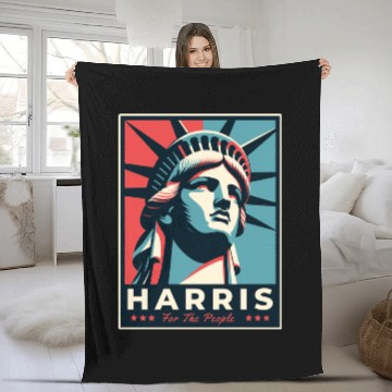 Discover Harris 2024 statue of liberty Kamala Harris Fleece Blankets