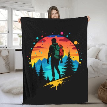 Discover Hiking Solo Summit Fleece Blankets