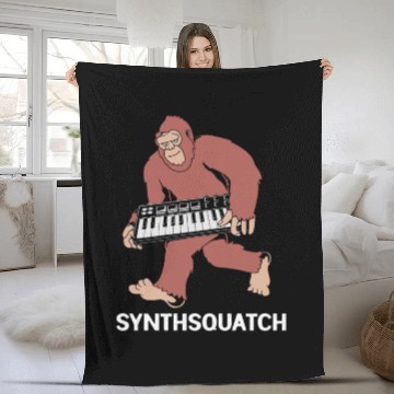 Discover Funny Music Producer Big Foot Synthsquatch Fleece Blankets