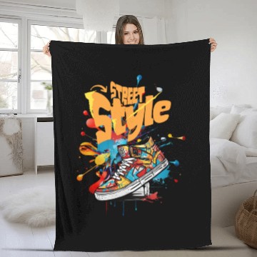 Discover 'Street Style' Graffiti Drip Shoe GD Fleece Blankets