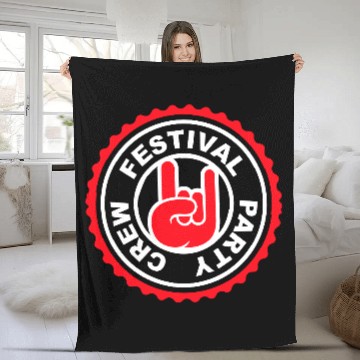 Discover Festival party crew round stamp metal hand gesture Fleece Blankets