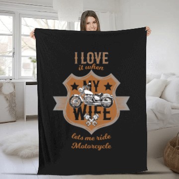 Discover Motorcycle saying I love my wife vintage Fleece Blankets