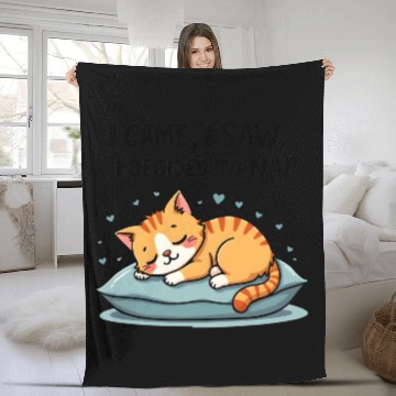 Discover Cute Cat Nap Lover Funny Sleepy Naptime Humor Fleece Blankets