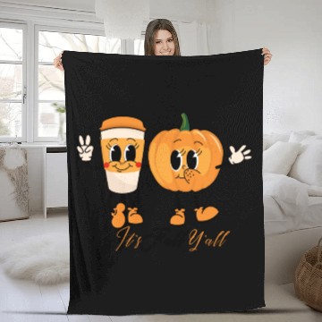 Discover Retro It's Fall Y'all - Pumpkin Spice Latte Fleece Blankets